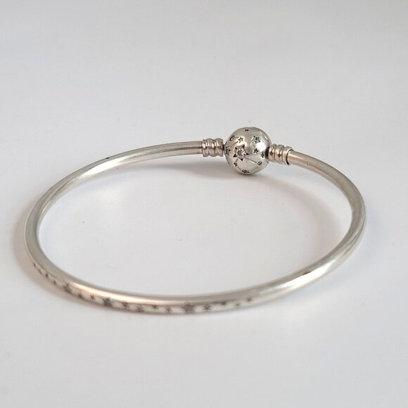 Pandora 925 ALE Celestial Stars Bangle Bracelet Sterling Silver Round Ball Clasp - Picture 1 of 9